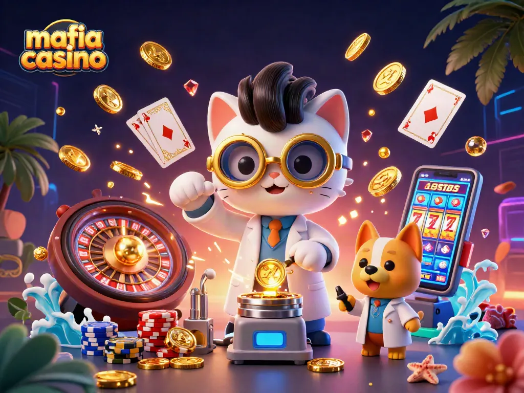 Experience thrilling gameplay at mafia casino with dynamic characters and golden casino elements.